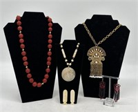 Oriental Style Jewelry, Cinnabar Necklace, etc.