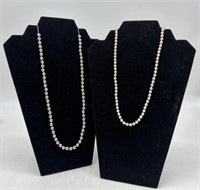 Silver Necklace & Pearl Type Necklace