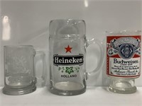 Heineken Beer Stein, Budweiser Vase and Cad. Stein