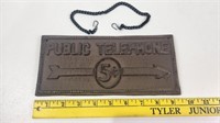 Cast Iron Telephone Sign 9.5" x 4 1/4"