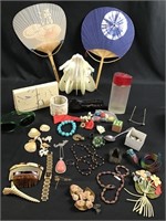 Fans, jewelry, other items shown