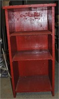 WOODEN PAINTED RED 3 SHELF CABINET