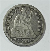 1853 LIBERTY SEATED DIME F
