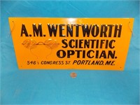 NOS OPTICIAN EYE GLASS EMBOSSED SIGN (16" X 7")