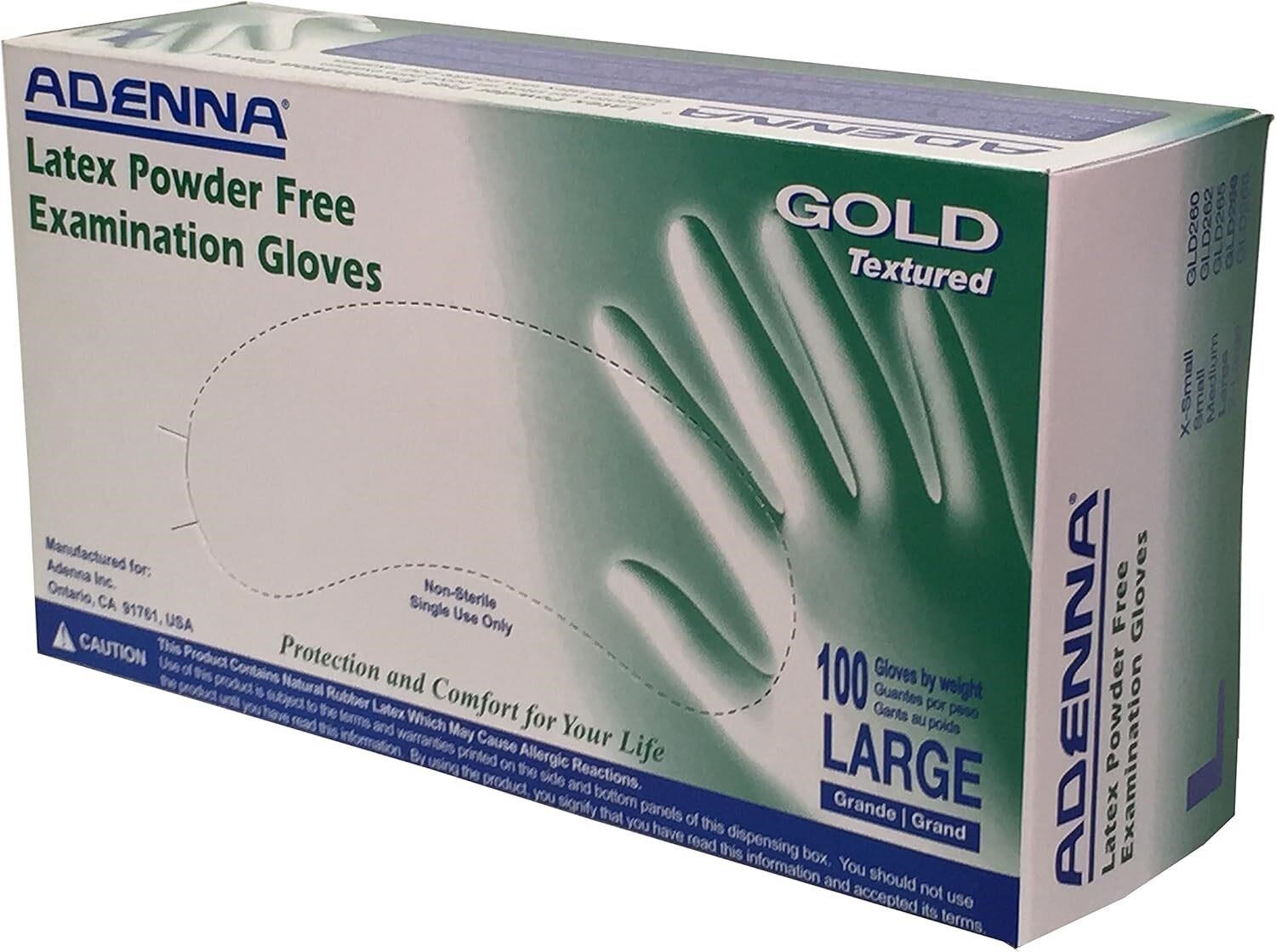 Adenna GLD266 6 mil Latex Gloves  Large  100 Box