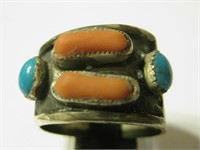 Vtg. SS Native American Ring - Hallmarked