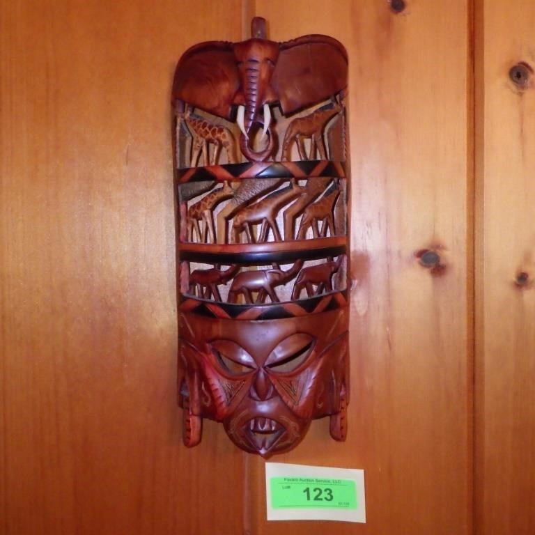 TEAK WOOD ? CARVED ANIMAL MASK 12 x 5 1/4