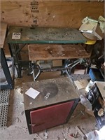 Metal Table, Workmate Table, & Metal Cabinet