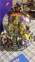 Large Easter bunny snow globe and music box with