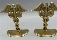 Pair Brass Bookends Pharmaceutical Doctor