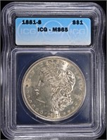 1881-S MORGAN DOLLAR ICG MS65