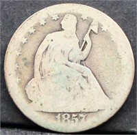 1857O seated liberty half dollar