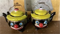 Ceramic Black Americana teakettle salt and pepper