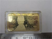 Gold-Plated $20 ingot