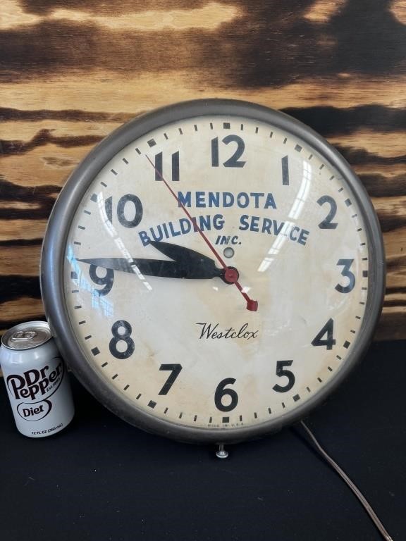 WORKING Mendota Building Service Clock