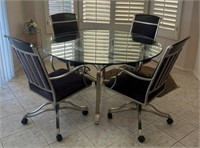 D - GLASS TOP TABLE W/ 4 CHAIRS (K1)