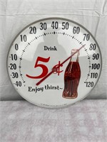 Vtg Tru-Temp Jumbo Dial Coca-Cola Wall Thermometer