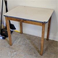 Enamel Top Farmhouse Table 34"L 25"W 31"T