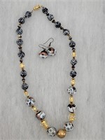 Art Glass Millfiori Bead Necklace & Earrings