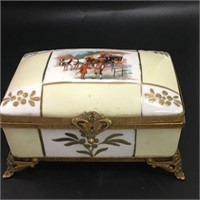 Porcelain And Brass Dome Top Box