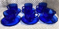 6 Cobalt Blue cups & Saucers FRANCE