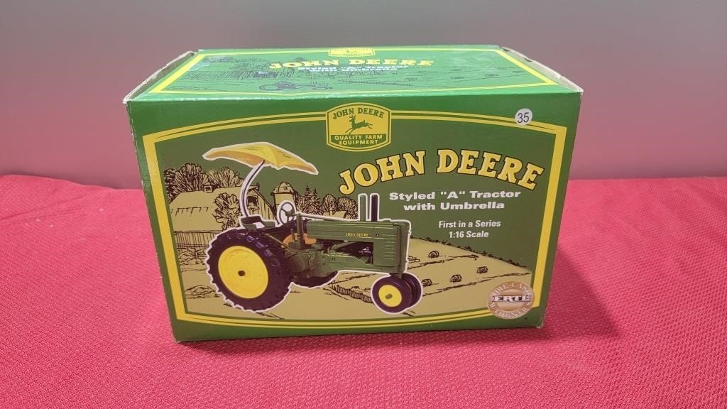 Nib ertl diecast john deere with umbrella