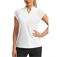 New Womens Golf Polo Short Sleeve Shirt White