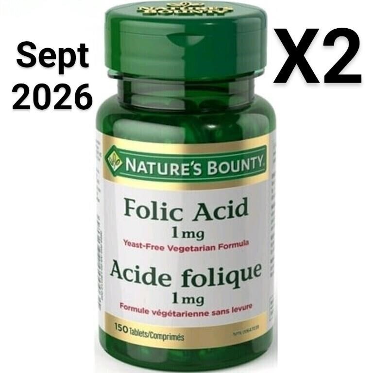 NEW Lot of 2 Nature's Bounty Folic Acid