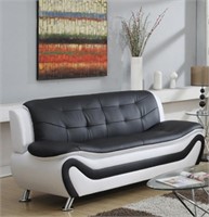 New Ellena Black Faux Leather Sofa w/damage