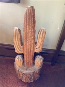 Carved Wood Cactus
