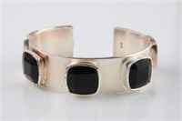 KCR, Silver-tone Cuff Bracelet, Acrylic Stone