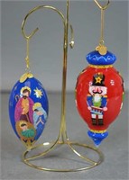 Two Pier 1 Glass Christmas Ornaments