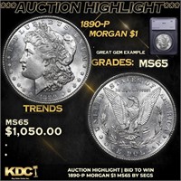 ***Auction Highlight*** 1890-p Morgan Dollar $1 Gr