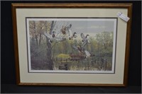 Blanc Mallards IN Flight Framed Print