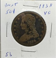 S: 1838 VG CAPPED BUST HALF DOLLAR