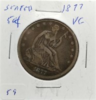 S: 1877 VG/F SEATED LIBERTY HALF DOLLAR