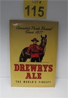 Vintage Metal Beer Sign 9x13 - Drewry's Ale