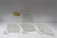 Set Of 4 Cut Glass Snack Plates