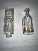 2-MINIATURE GLASS BOTTLES