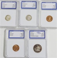 5// MIXED IGS GRADED COINS