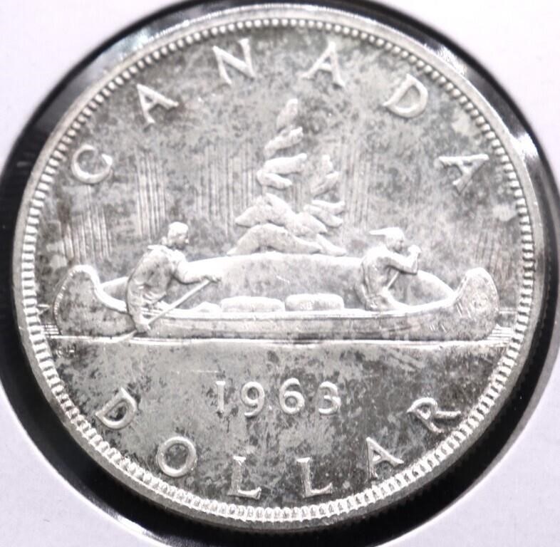 1963 CANADA SILVER DOLLAR CHOICE BU