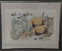 Hand Drawn Colored Framed Art Signed by Artist