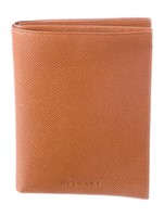 Bvlgari Brown Leather Logo Jacquard Bifold Wallet
