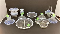 (10) piece hobnail opalescent glass lot: small