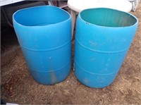 (2) Blue Poly Rain Barrels