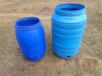 (2) Blue Poly Barrels