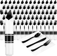 Mifoci 200 Pack 800 Pcs Pre Rolled Plastic Cutlery