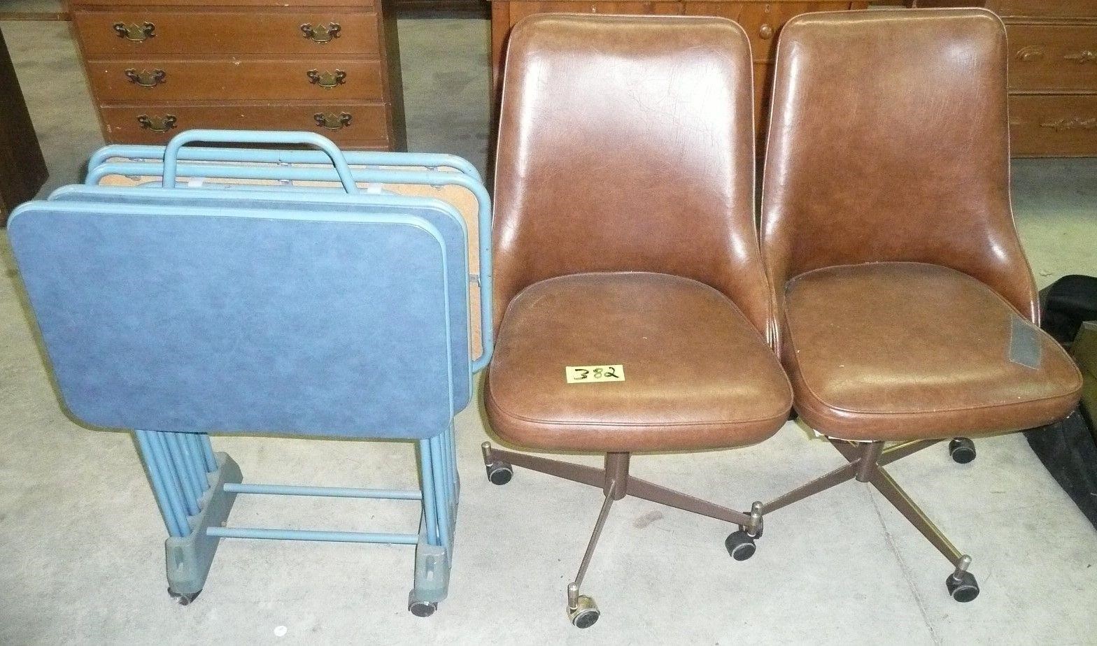 TV Tray Set and 2 Vinyl Chairs