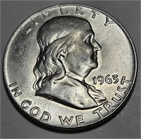 1963 d BU Grade Franklin Half Dollar