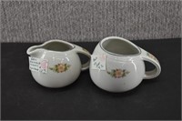 Hall Rose White Creamer & Sugar Bowl